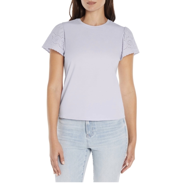 Nwot Express Purple Short Sleeve Top Sz Xs - Picture 1 of 6